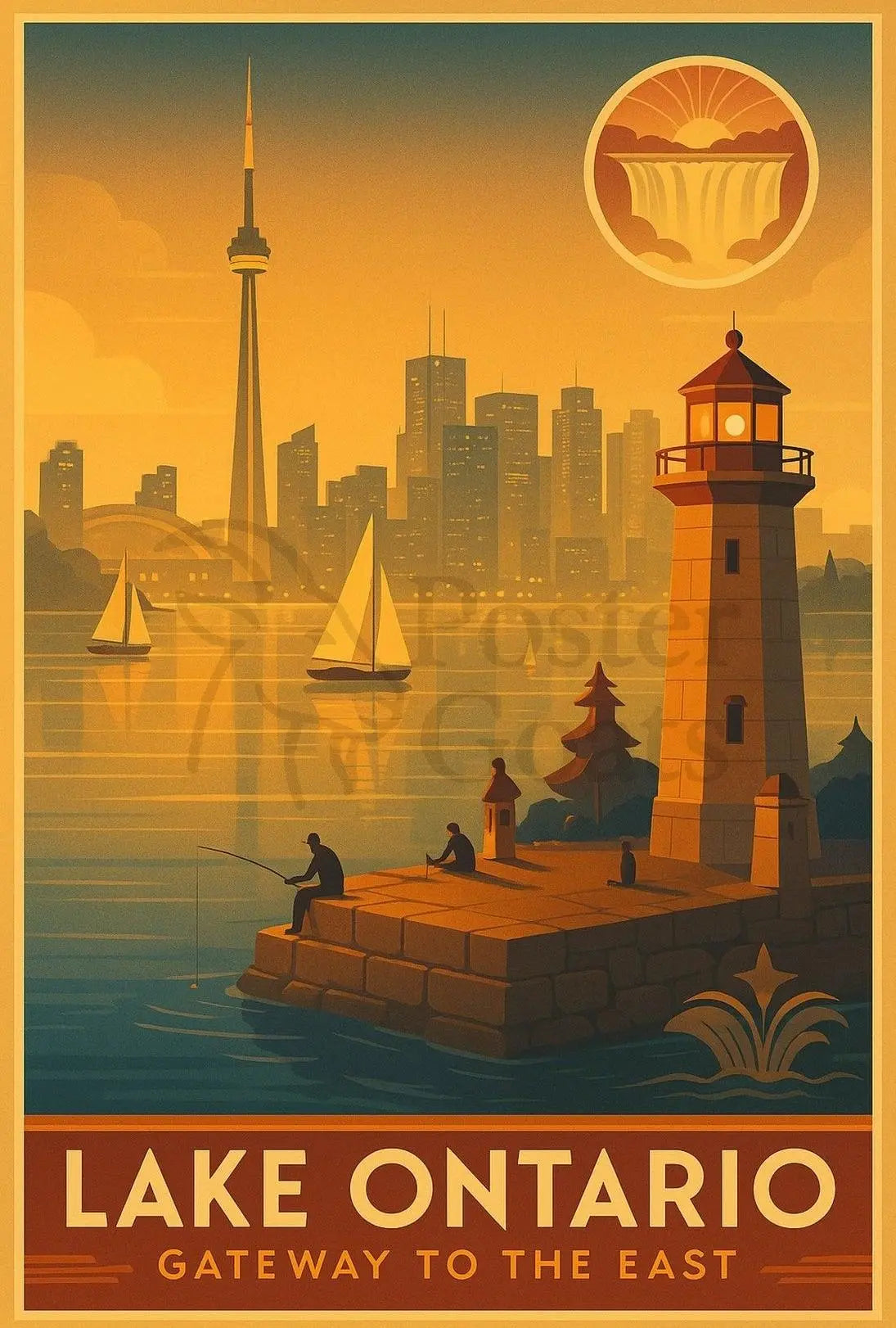 Lake Ontario Skyline Vintage Travel Poster PosterGoat