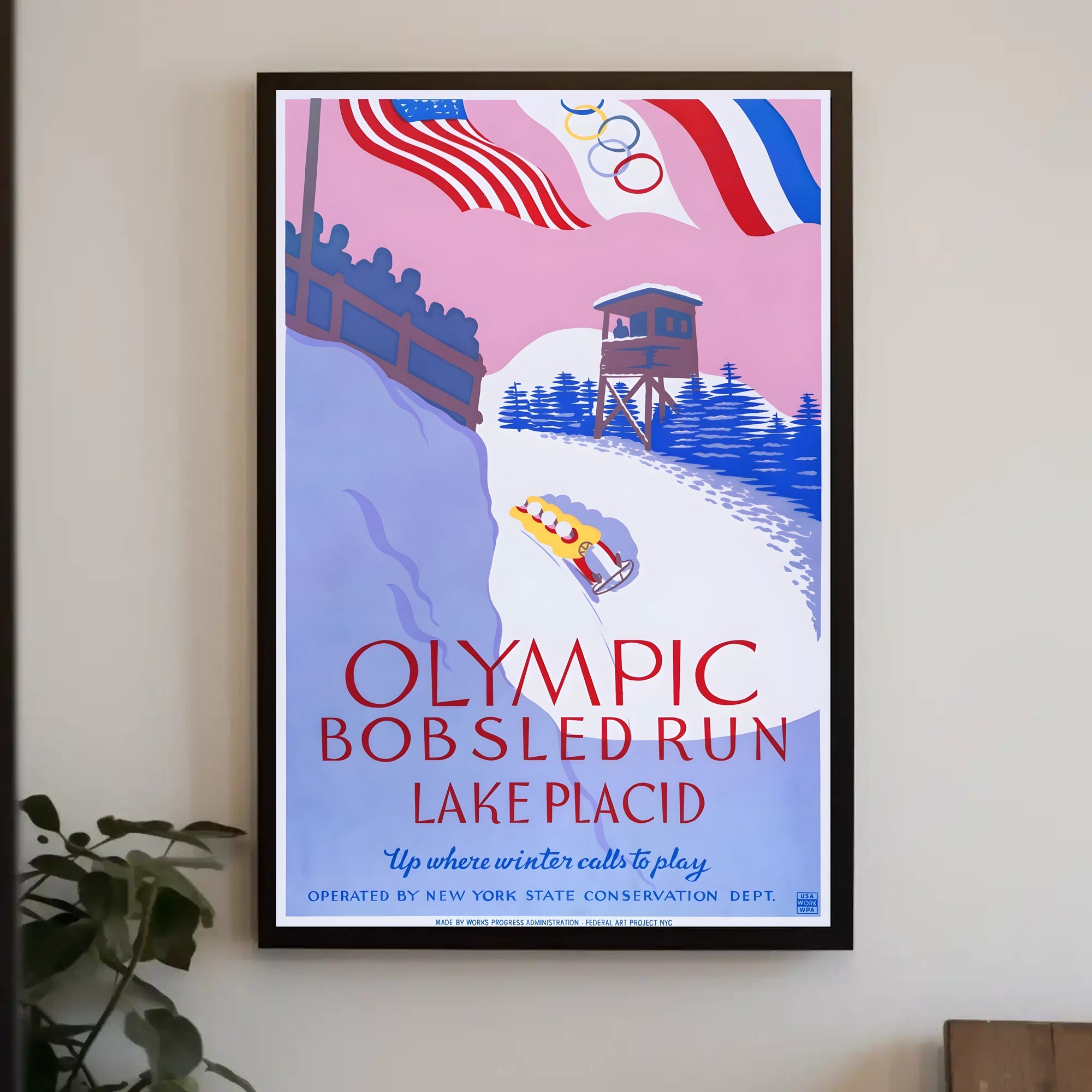 Lake Placid 1930s Olympic Bobsled Run Sports Poster PosterGoat