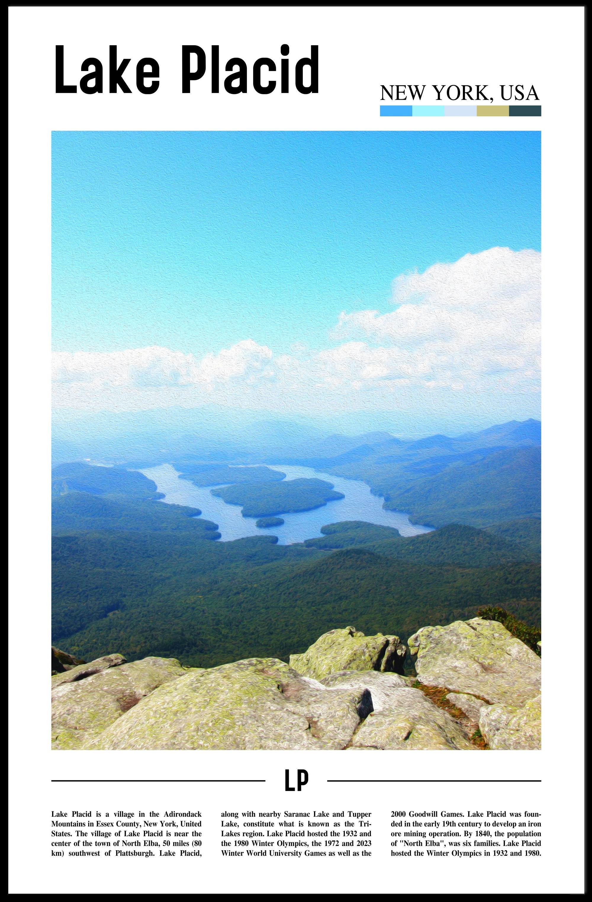 Lake Placid Scenic View Travel Poster PosterGoat