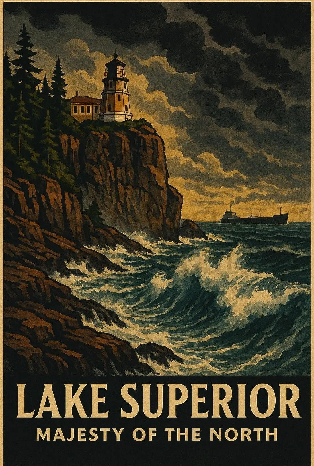 Lake Superior Majesty Scenic Travel Poster PosterGoat