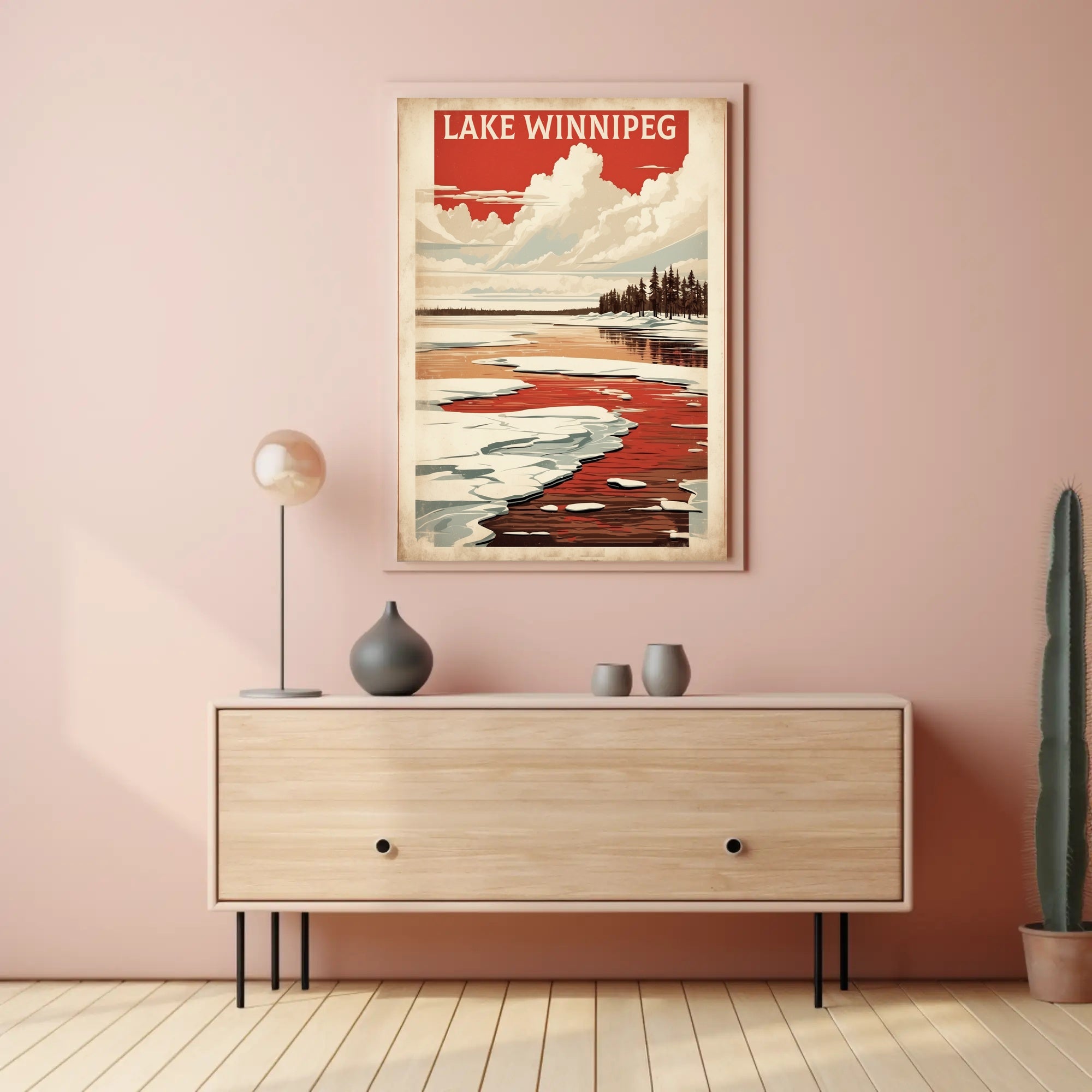 Lake Winnipeg Winter Serenity Vintage Travel Poster PosterGoat