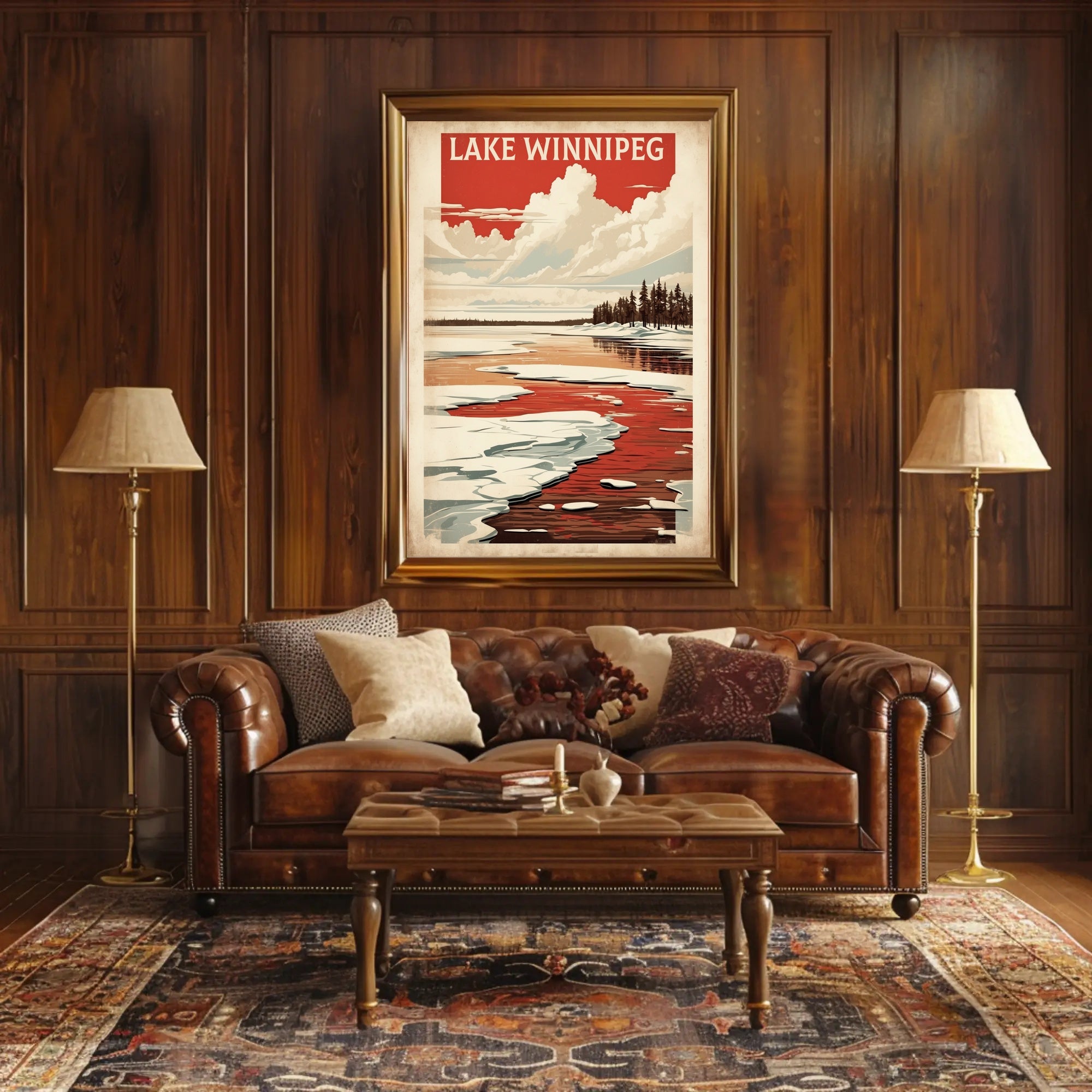 Lake Winnipeg Winter Serenity Vintage Travel Poster PosterGoat