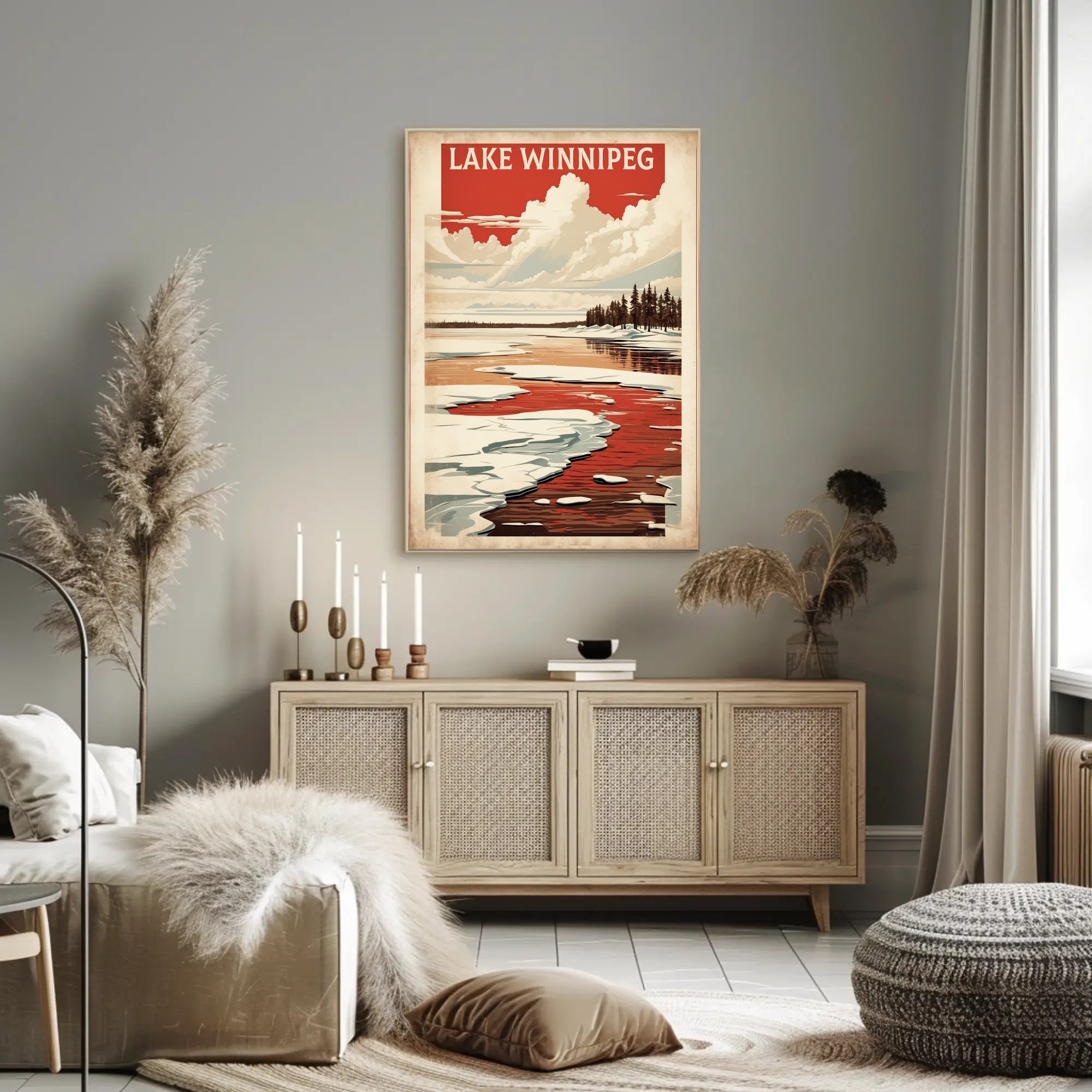 Lake Winnipeg Winter Serenity Vintage Travel Poster PosterGoat