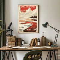 Lake Winnipeg Winter Serenity Vintage Travel Poster PosterGoat