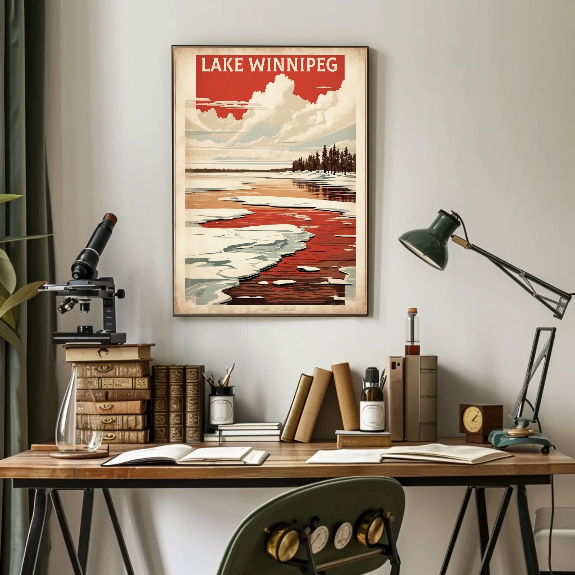 Lake Winnipeg Winter Serenity Vintage Travel Poster PosterGoat