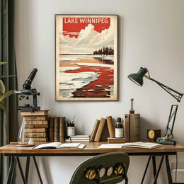 Lake Winnipeg Winter Serenity Vintage Travel Poster PosterGoat