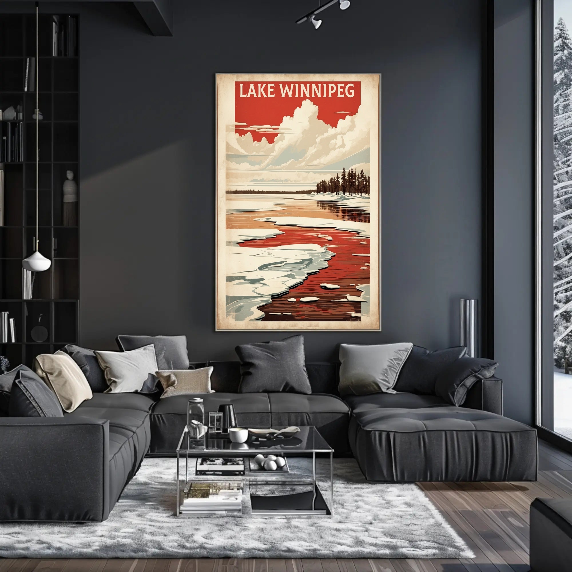 Lake Winnipeg Winter Serenity Vintage Travel Poster PosterGoat