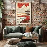 Lake Winnipeg Winter Serenity Vintage Travel Poster PosterGoat