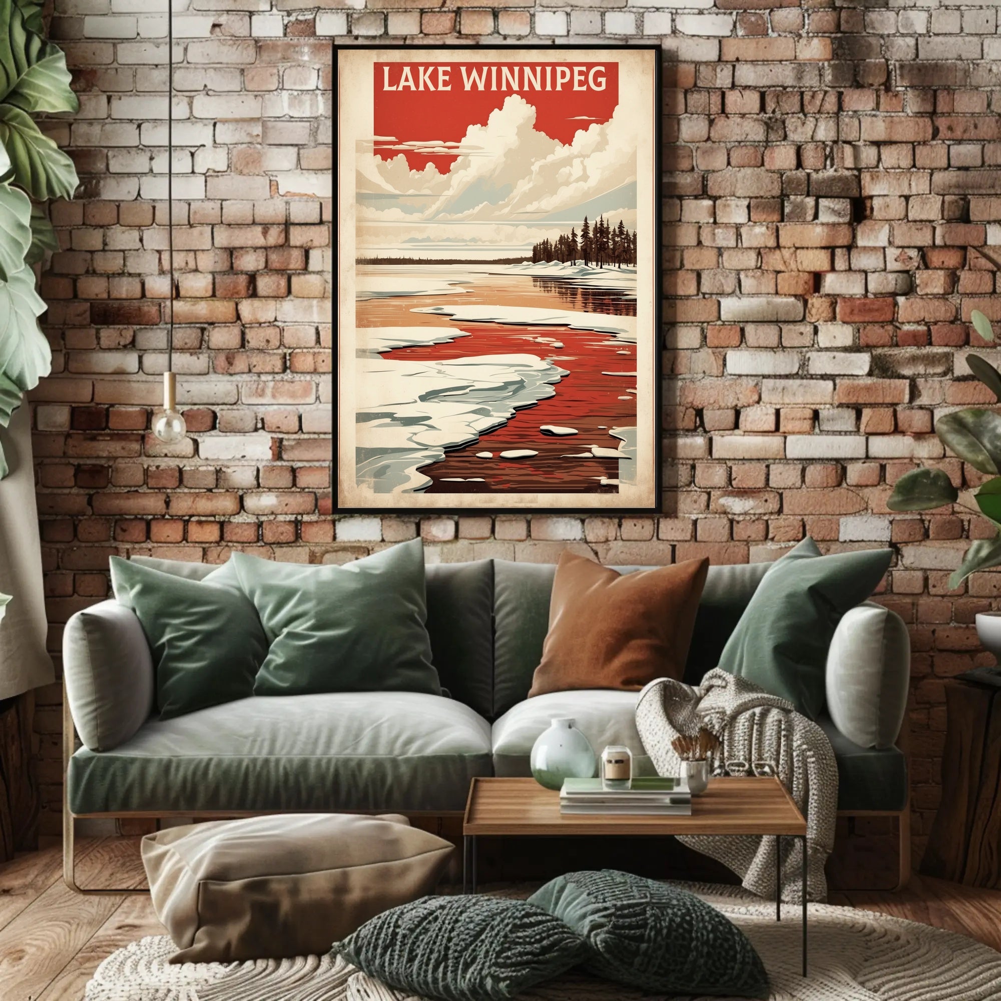 Lake Winnipeg Winter Serenity Vintage Travel Poster PosterGoat