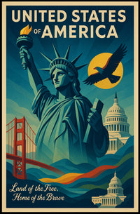 Land Of The Free, Home Of The Brave Poster PosterGoat