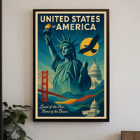 Land Of The Free, Home Of The Brave Poster PosterGoat