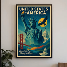 Land Of The Free, Home Of The Brave Poster PosterGoat