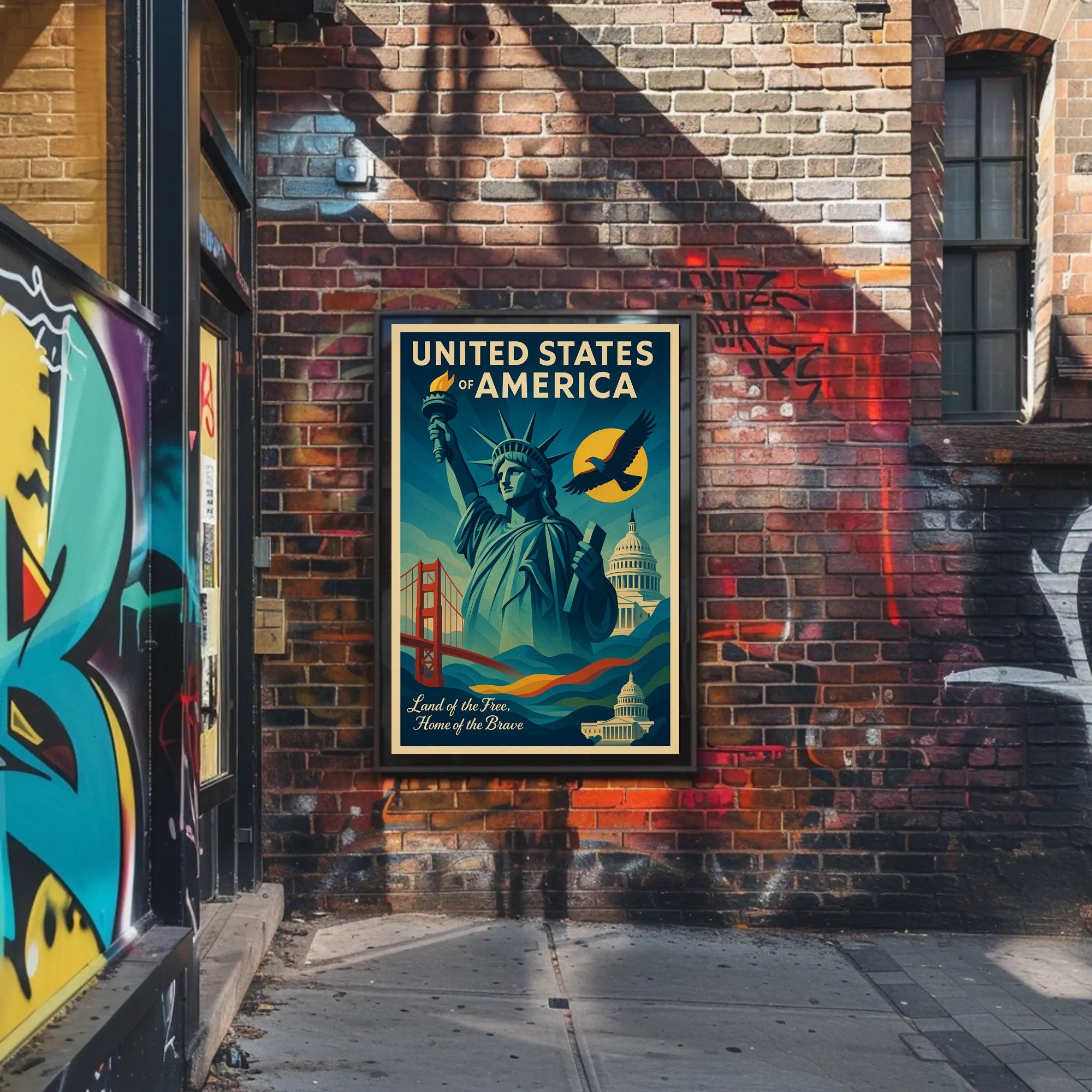 Land Of The Free, Home Of The Brave Poster PosterGoat