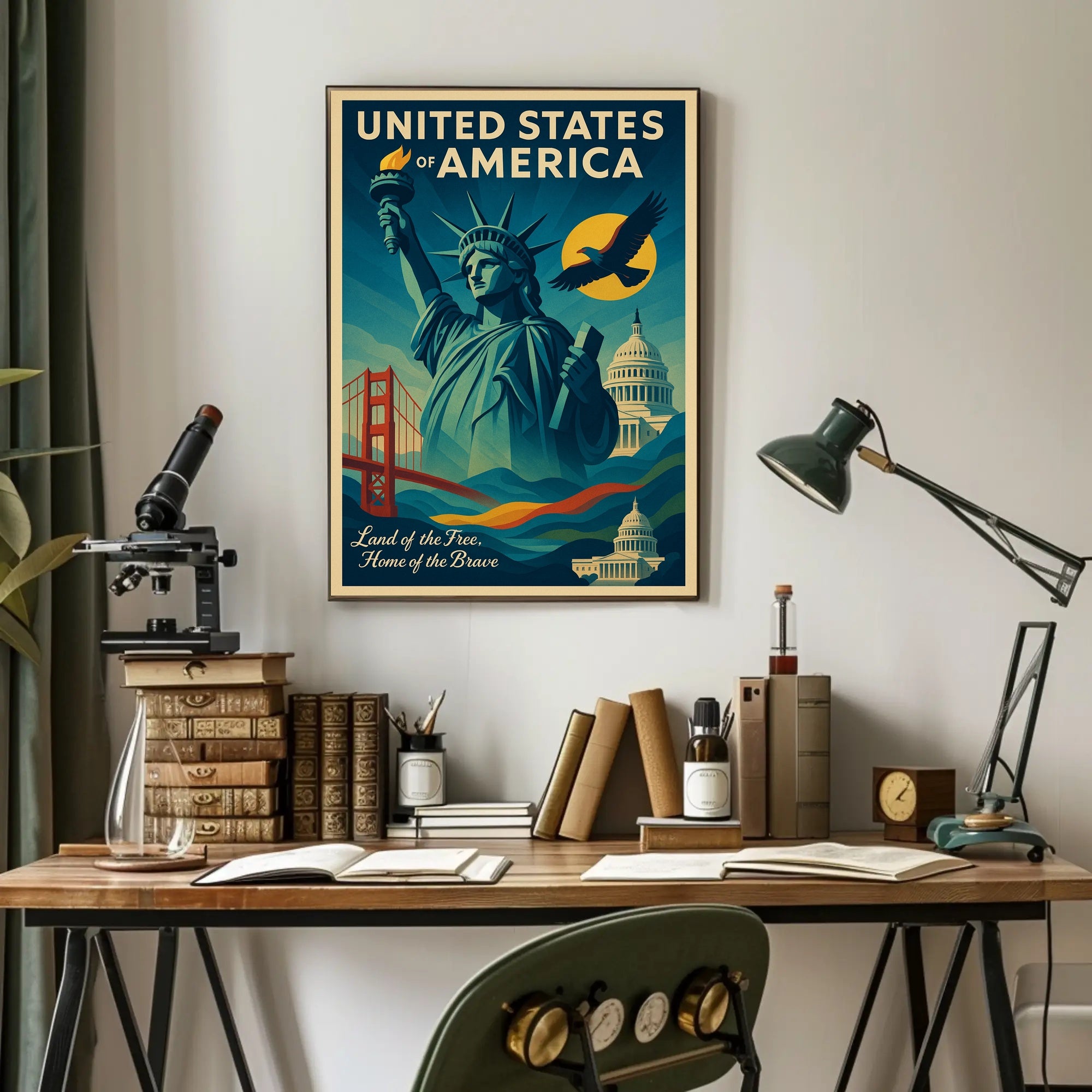 Land Of The Free, Home Of The Brave Poster PosterGoat