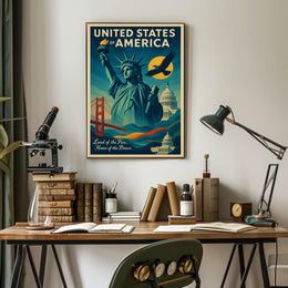 Land Of The Free, Home Of The Brave Poster PosterGoat