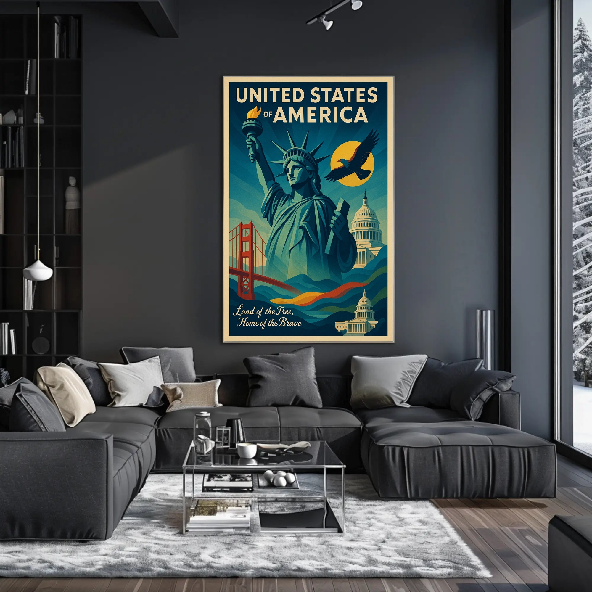 Land Of The Free, Home Of The Brave Poster PosterGoat
