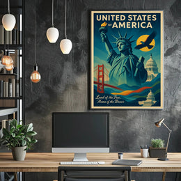 Land Of The Free, Home Of The Brave Poster PosterGoat