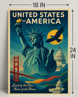 Land Of The Free, Home Of The Brave Poster PosterGoat