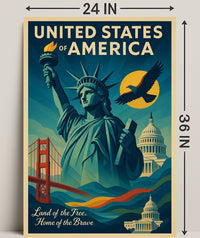 Land Of The Free, Home Of The Brave Poster PosterGoat