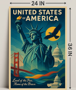 Land Of The Free, Home Of The Brave Poster PosterGoat