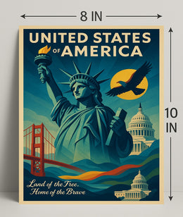 Land Of The Free, Home Of The Brave Poster PosterGoat