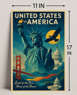 Land Of The Free, Home Of The Brave Poster PosterGoat