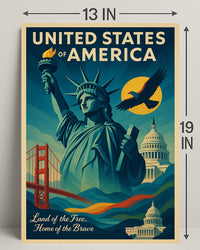 Land Of The Free, Home Of The Brave Poster PosterGoat
