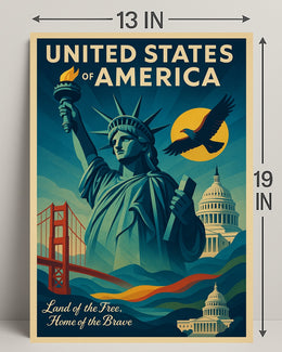 Land Of The Free, Home Of The Brave Poster PosterGoat