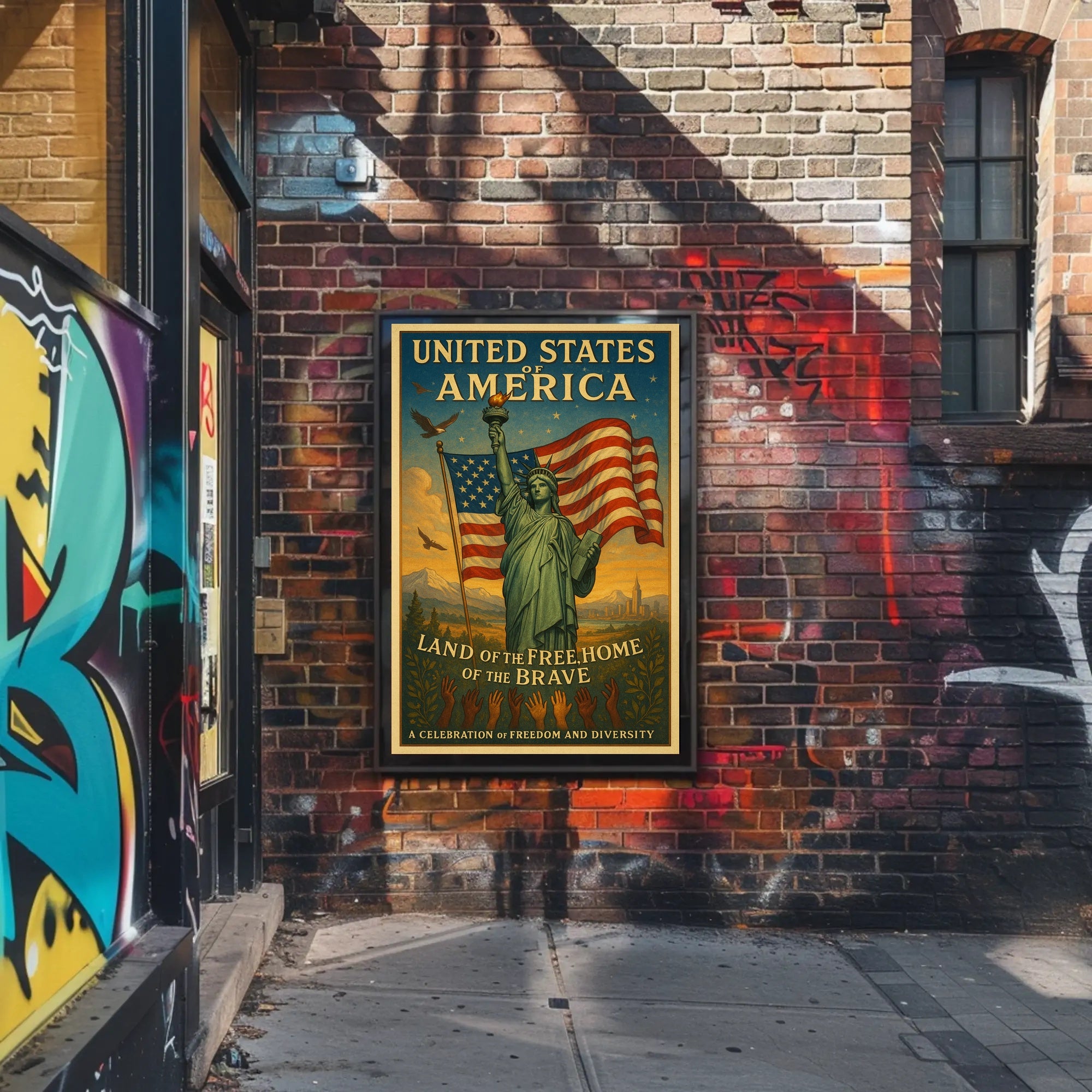 Land of the Free, Home of the Brave Poster PosterGoat