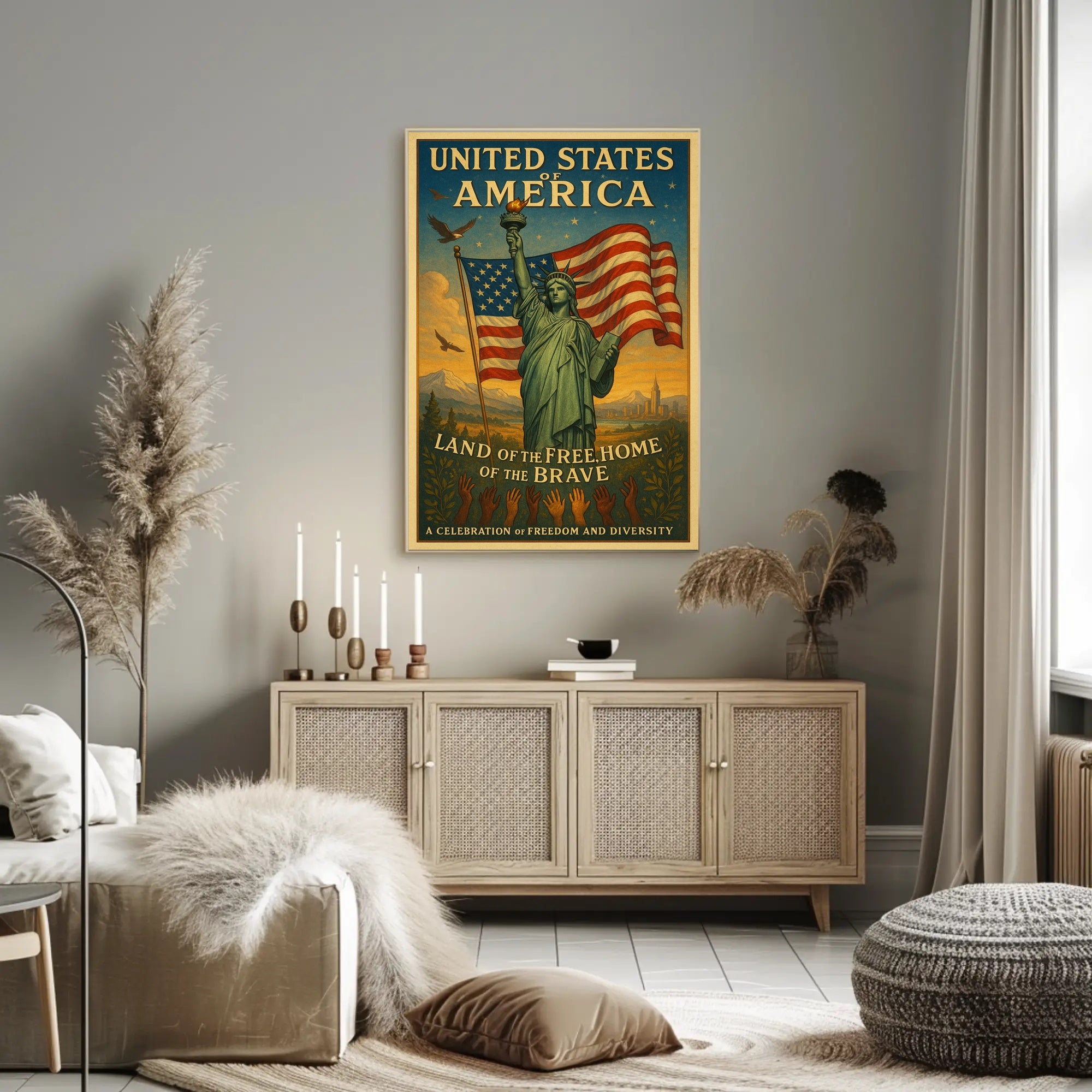 Land of the Free, Home of the Brave Poster PosterGoat