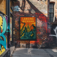 Lansing Michigan Retro Travel and Cultural Heritage Poster PosterGoat