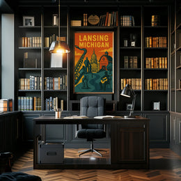 Lansing Michigan Retro Travel and Cultural Heritage Poster PosterGoat