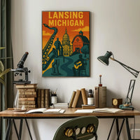 Lansing Michigan Retro Travel and Cultural Heritage Poster PosterGoat