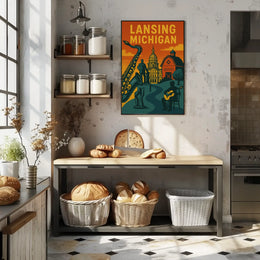 Lansing Michigan Retro Travel and Cultural Heritage Poster PosterGoat