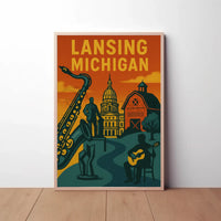 Lansing Michigan Retro Travel and Cultural Heritage Poster PosterGoat