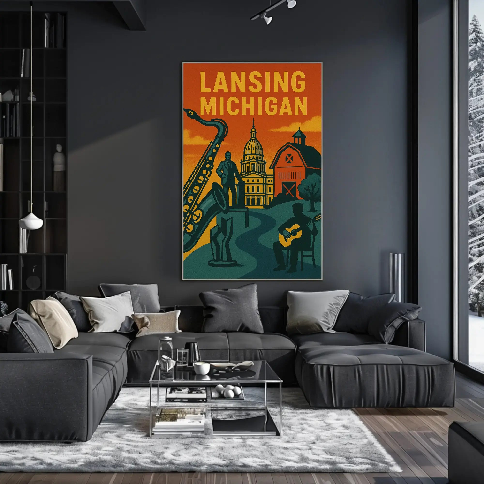 Lansing Michigan Retro Travel and Cultural Heritage Poster PosterGoat