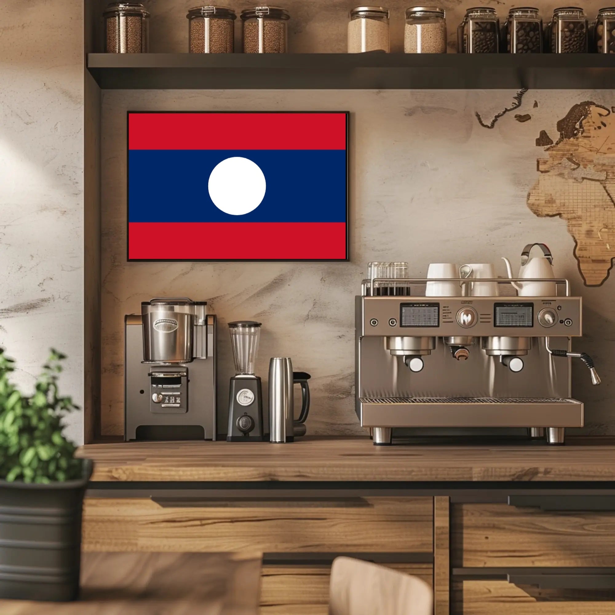 Laos National Flag Art Print Country Flag Poster PosterGoat