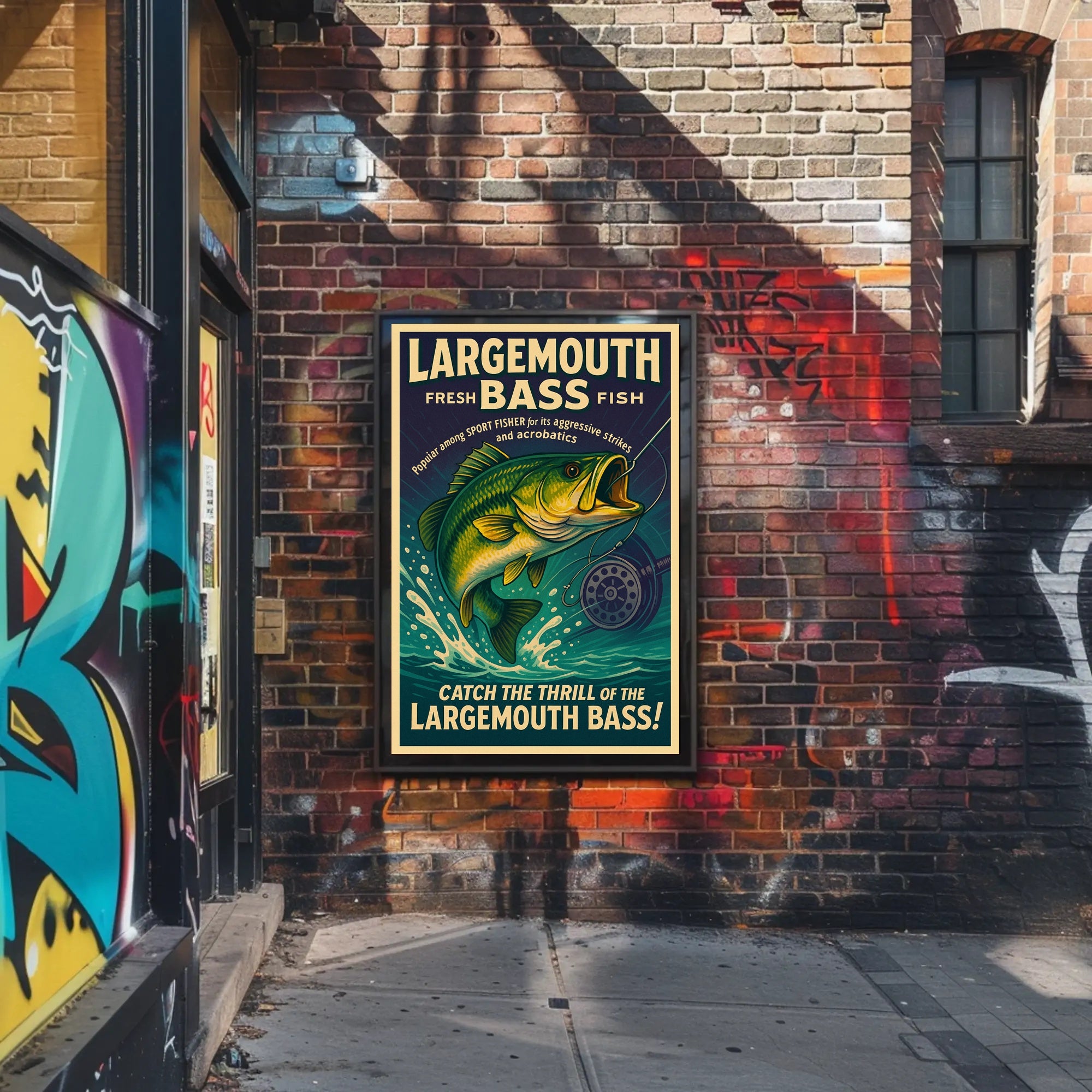 Largemouth Bass Fishing Poster Art Print PosterGoat