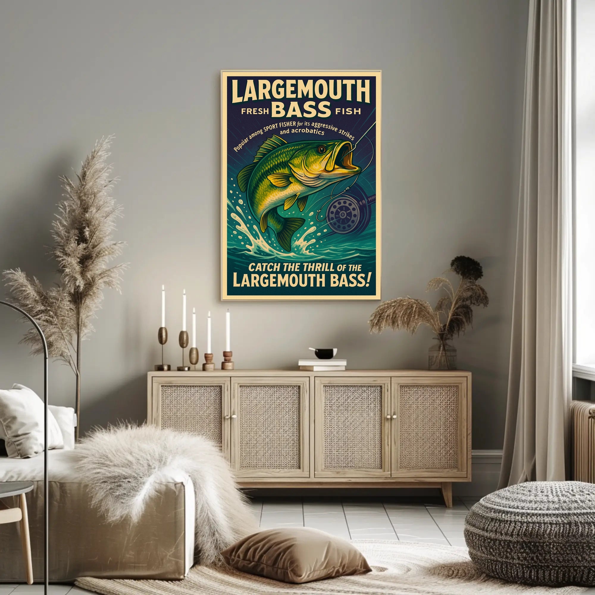Largemouth Bass Fishing Poster Art Print PosterGoat