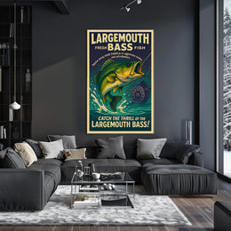 Largemouth Bass Fishing Poster Art Print PosterGoat