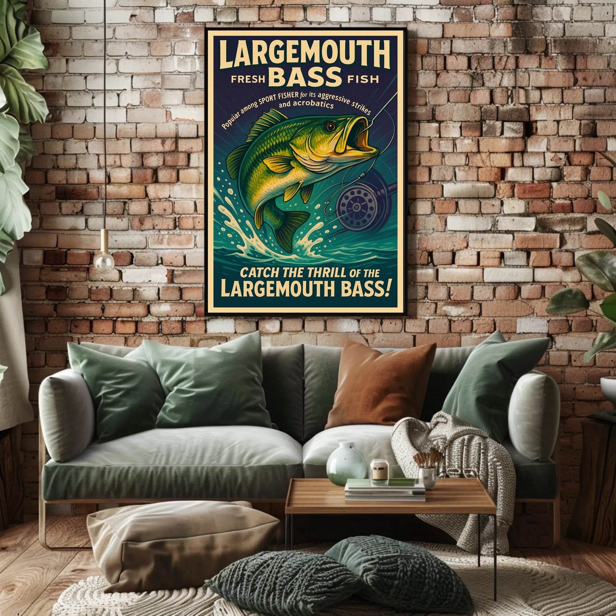 Largemouth Bass Fishing Poster Art Print PosterGoat
