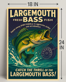 Largemouth Bass Fishing Poster Art Print PosterGoat