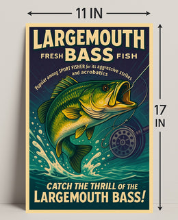 Largemouth Bass Fishing Poster Art Print PosterGoat