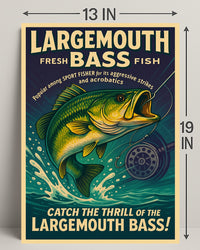 Largemouth Bass Fishing Poster Art Print PosterGoat