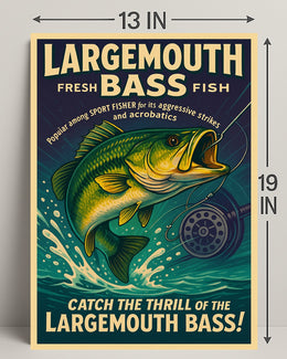 Largemouth Bass Fishing Poster Art Print PosterGoat
