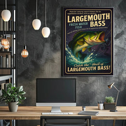 Largemouth Bass Fishing Poster Wall Art Decor PosterGoat