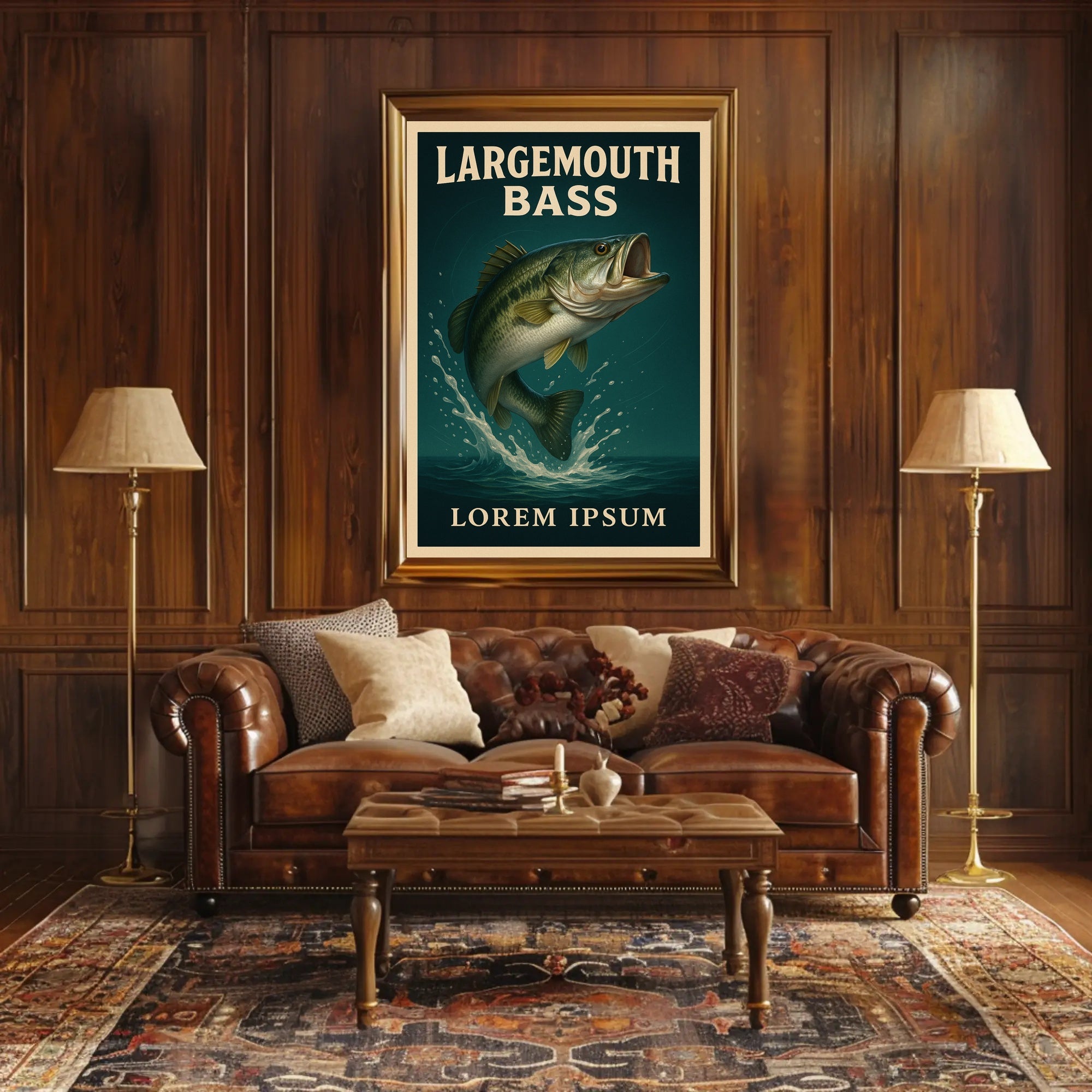 Largemouth Bass Illustration Poster PosterGoat