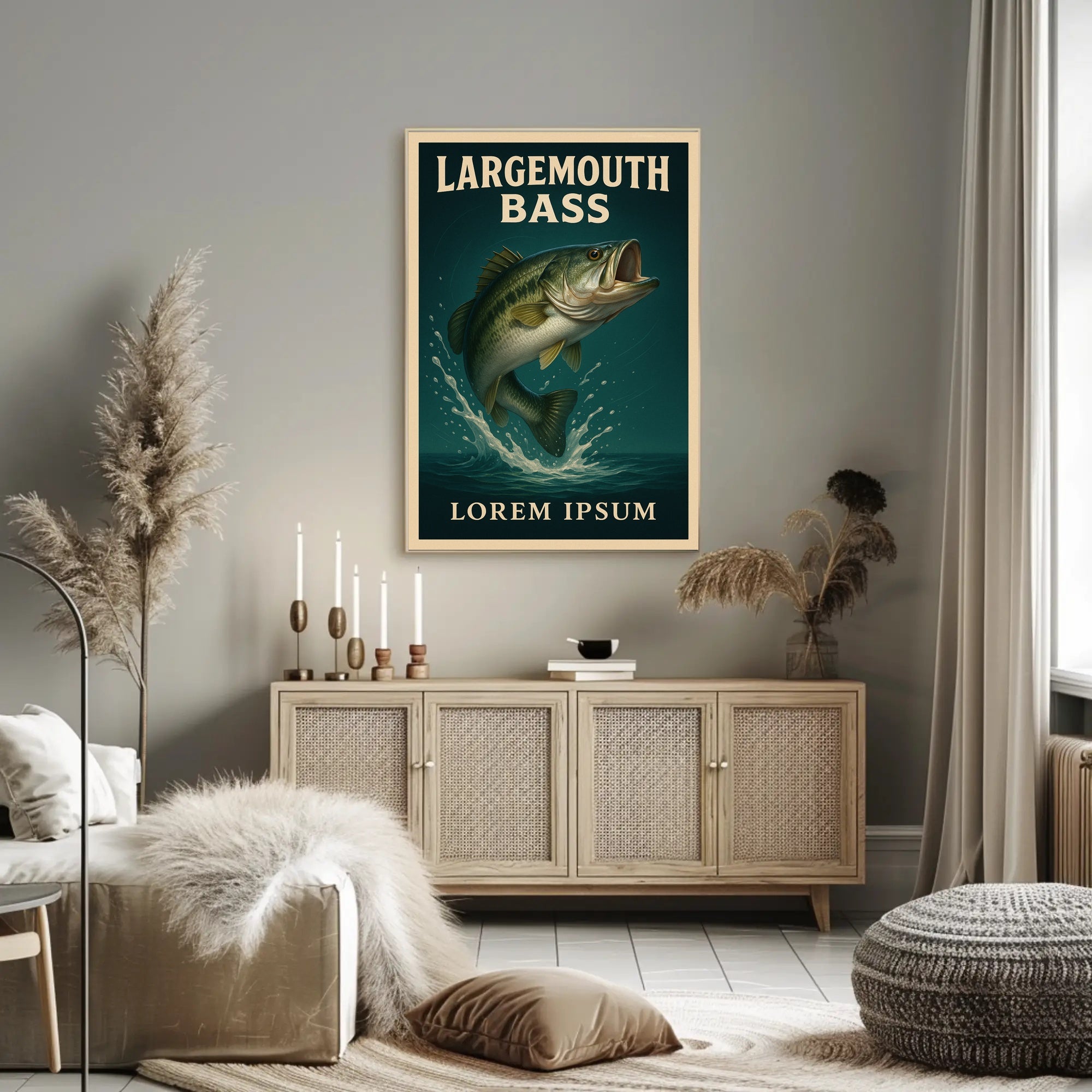 Largemouth Bass Illustration Poster PosterGoat