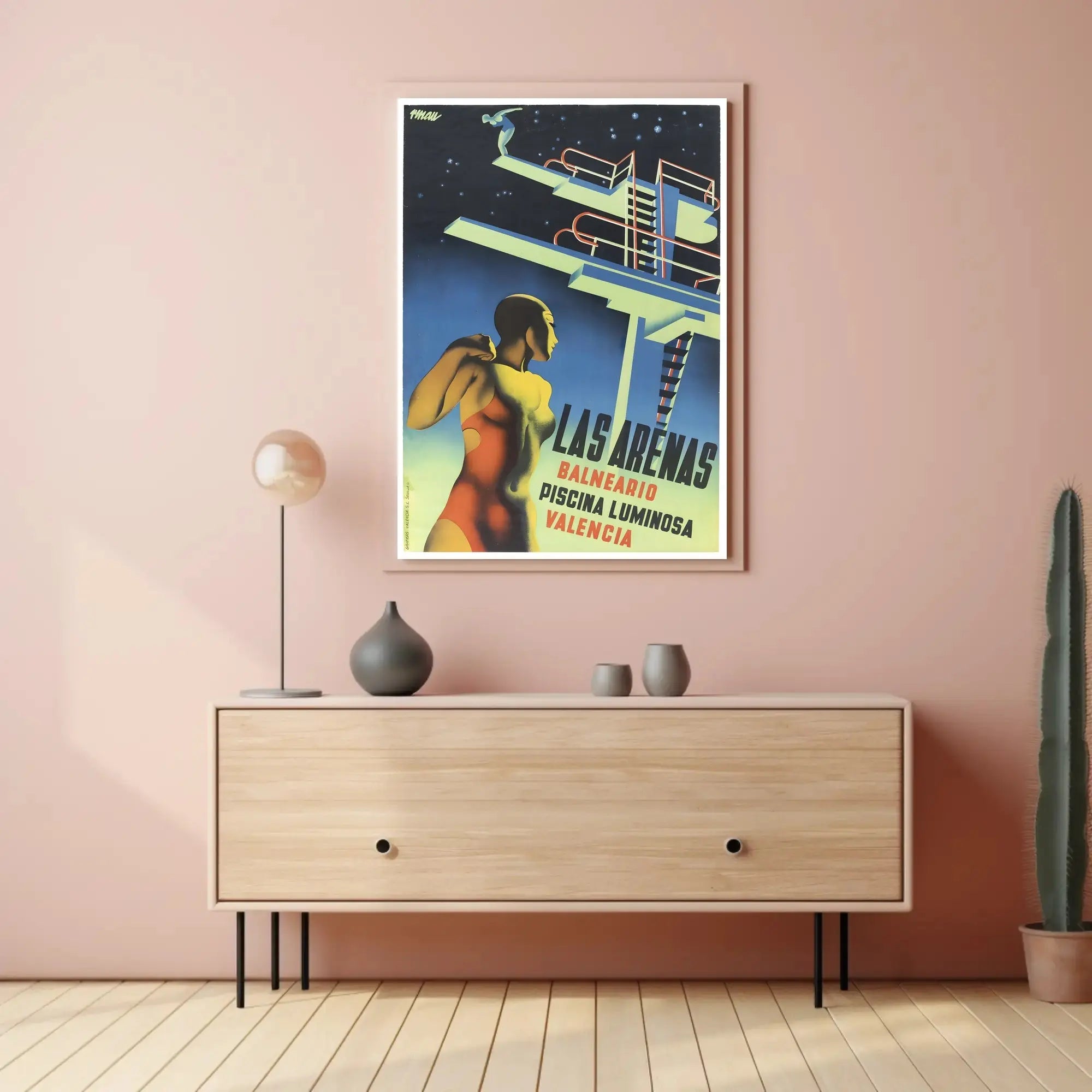Las Arenas Valencia Art Deco Aquatic Sports Poster PosterGoat