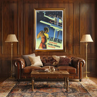 Las Arenas Valencia Art Deco Aquatic Sports Poster PosterGoat